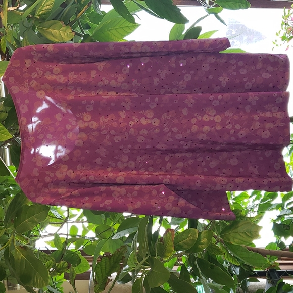 Susan Graver Purple Floral Scoop Neck 3/4 Sleeve Blouse Large - Picture 8 of 9